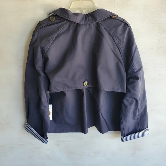 NWT Maison Jules Navy Cropped Trench Coat - Picture 5 of 5